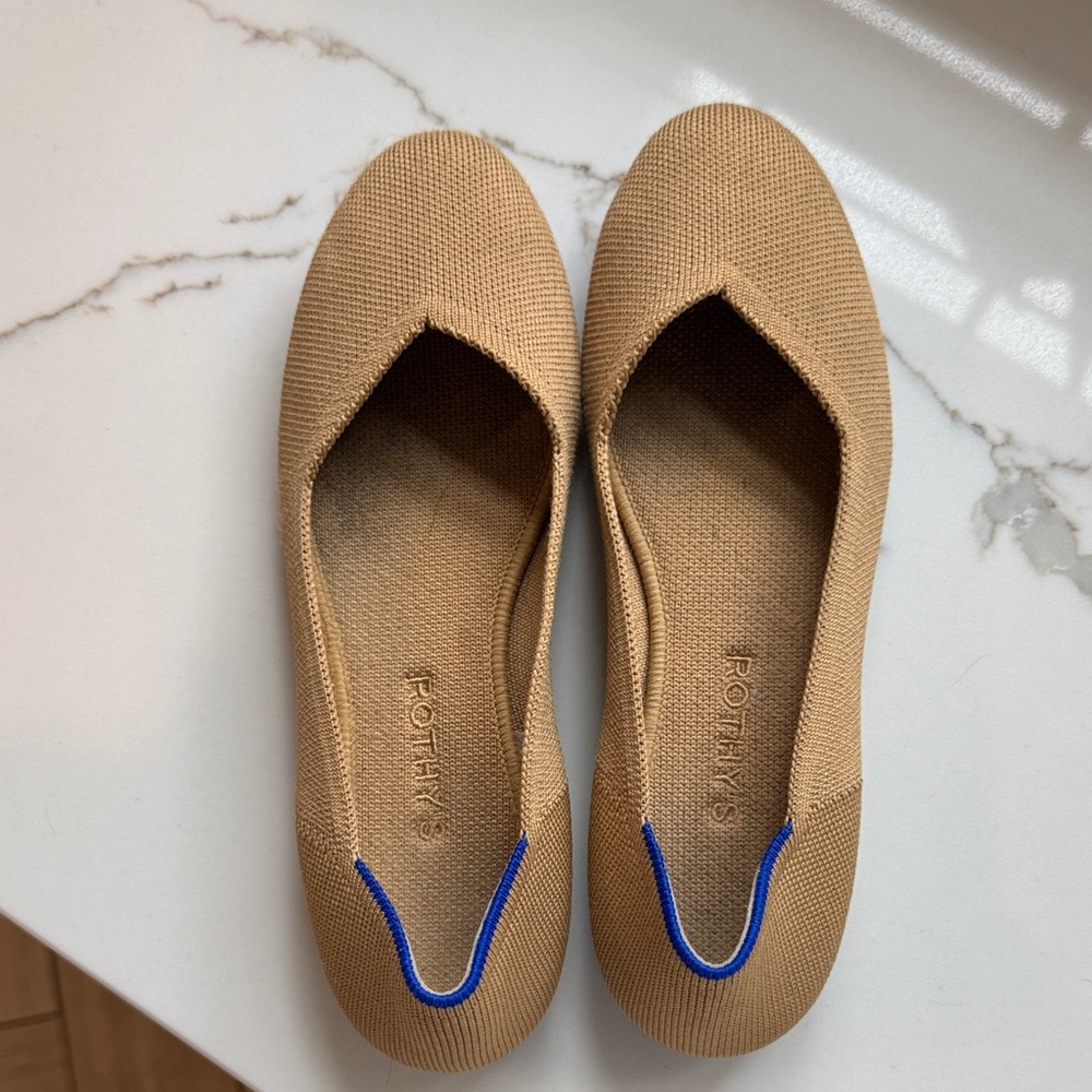 Rothy's Tan and Blue Women's Flats